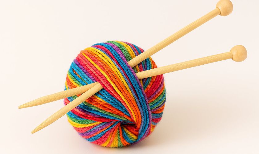 Wolle und Stricknadel